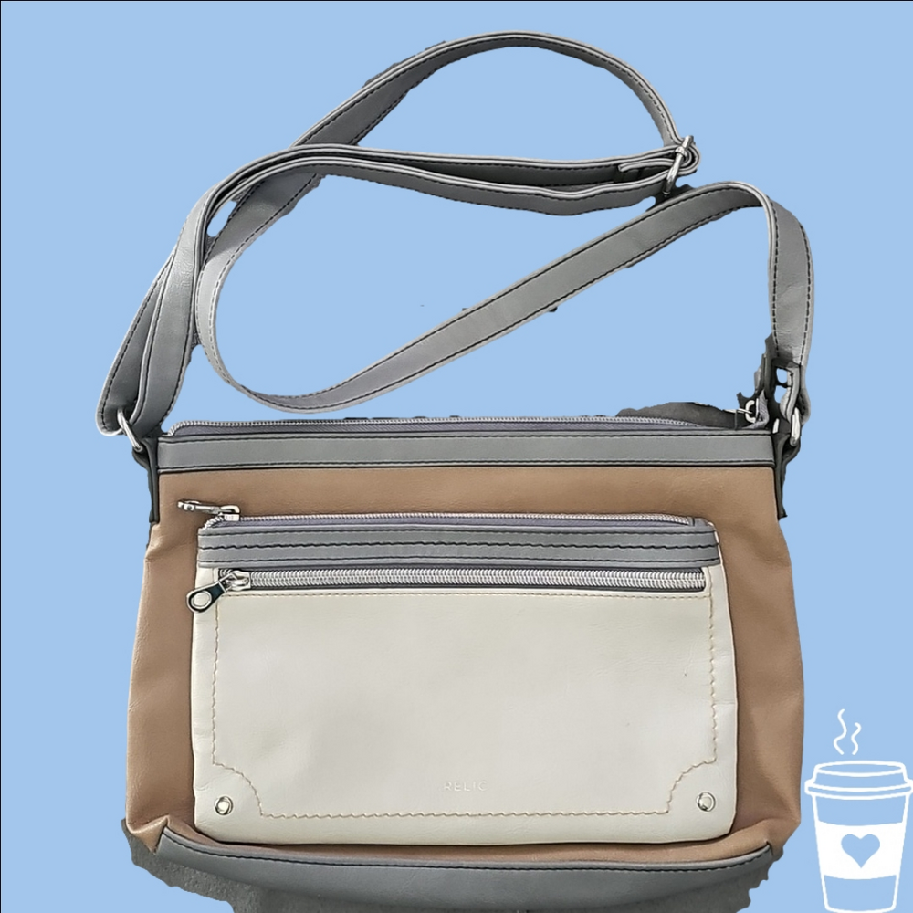 Women’s Neutral Colorblock Crossbody Bag - Cream & Tan